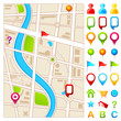 vector illustration of colorful GPS pointer with map