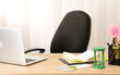 Office desktop in background room