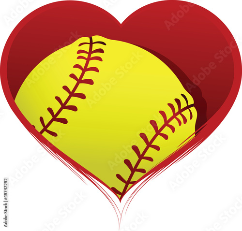 Vector: Heart with Softball Inside Heart with Softball Inside