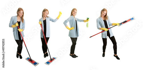 Photo: Photos of young cleaning woman Photos of young cleaning woman