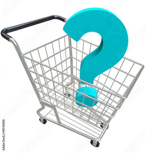 Illustration: Question Mark in Shopping Cart Customer Service Question Mark in Shopping Cart Customer Service