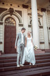 happy bride and groom in wedding day
