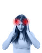 Young beautiful woman with severe headache