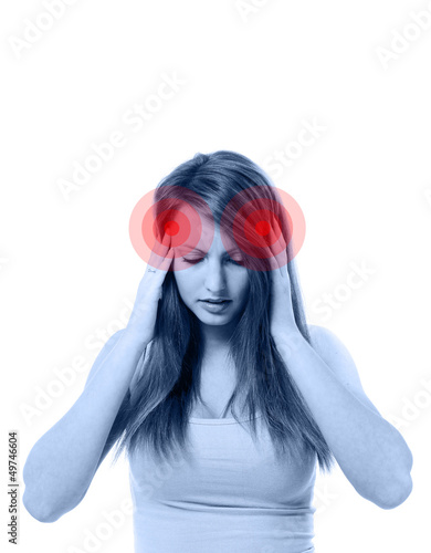 Photo: Young beautiful woman with severe headache Young beautiful woman with severe headache