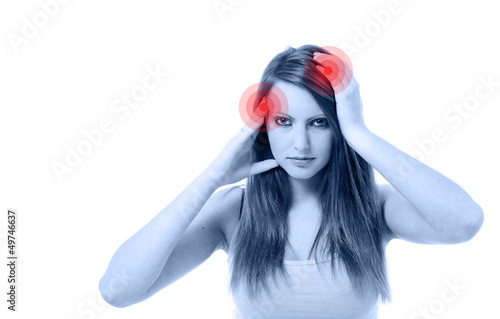 Photo: Young beautiful woman with severe headache Young beautiful woman with severe headache
