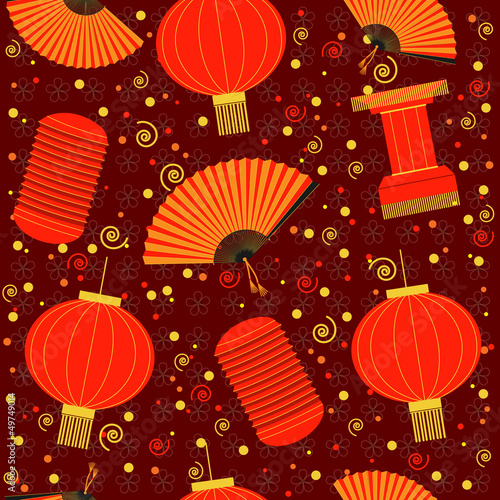 Illustration: chinese red lanterns seamless pattern.Vector background chinese red lanterns seamless pattern.Vector background