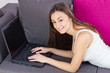 student girl using laptop