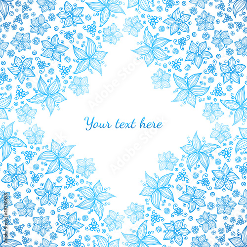 Vector: Bright blue ornate flowers vector background Bright blue ornate flowers vector background