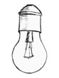hand drawn, vector, cartoon image of light bulb