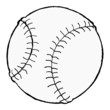 hand drawn, vector, cartoon image of baseball ball