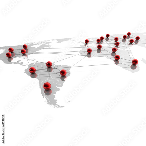 Illustration: Weltkarte, Netzwerk und Business - 3D Illustration Weltkarte, Netzwerk und Business - 3D Illustration