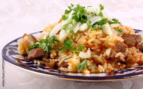 Photo: Rice cooked with meat, oriental risotto Rice cooked with meat, oriental risotto