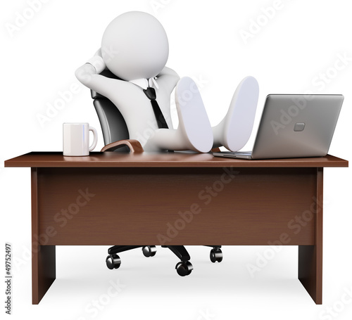 Illustration: 3D white people. Break at work 3D white people. Break at work