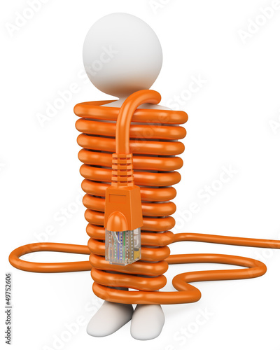 Illustration: 3D white people. Network technician in trouble 3D white people. Network technician in trouble