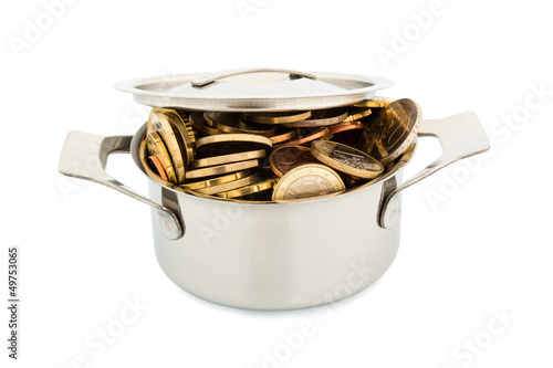 Photo: Kochtopf und Euromünzen Kochtopf und Euromünzen
