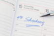 Eintrag im Kalender: Scheidung