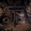 wooden pillars in the old mine, catacombs