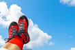 Wanderschuhe bei Wanderung in den Bergen