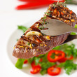 Grilled beef steak.