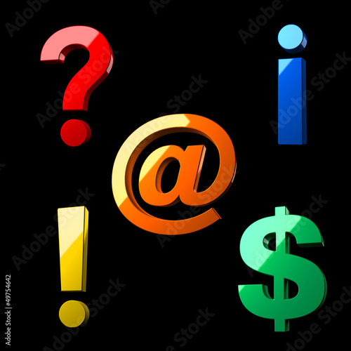 Illustration: Set of colorful shining 3d signs Set of colorful shining 3d signs