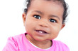 Happy baby face showing two bottom teeth