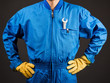 Construction worker with wrench in his pocket