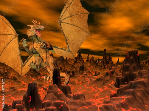 Illustration: Dragon flight - 3D render Dragon flight - 3D render