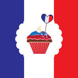 background with cupcake in french traditional colors