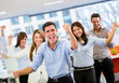 Business team celebrating a triumph