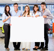 Photo: Business group with a banner Business group with a banner
