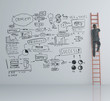 businessman climbing on ladder