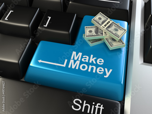 Illustration: 3d keyboard enter button with money 3d keyboard enter button with money