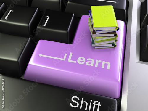 Illustration: 3d learn key - e-learning concept 3d learn key - e-learning concept