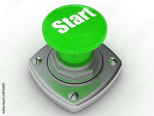 Illustration: Green START button Isolated High resolution. 3D image Green START button Isolated High resolution. 3D image
