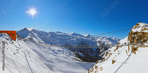  Suspension bridge at mountains ski resort Bad Gastein - Austria