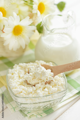 Photo: Cottage cheese and milk Cottage cheese and milk
