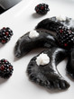 sweeten pierogi with blackberries - B & W