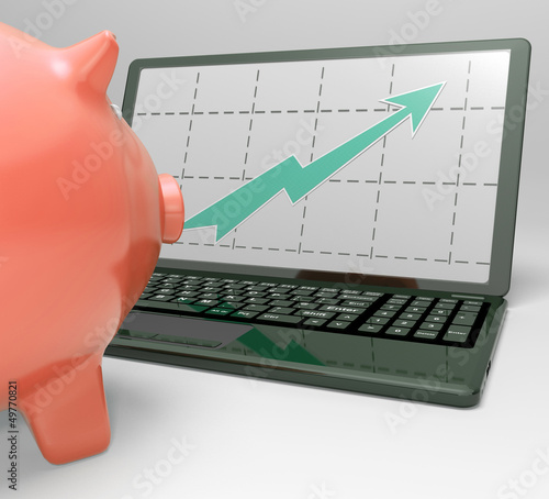 Illustration: Graph On Screen Shows Turnover And Progress Graph On Screen Shows Turnover And Progress