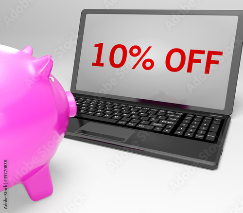 Illustration: Ten Percent Off On Notebook Showing Small Prices Ten Percent Off On Notebook Showing Small Prices