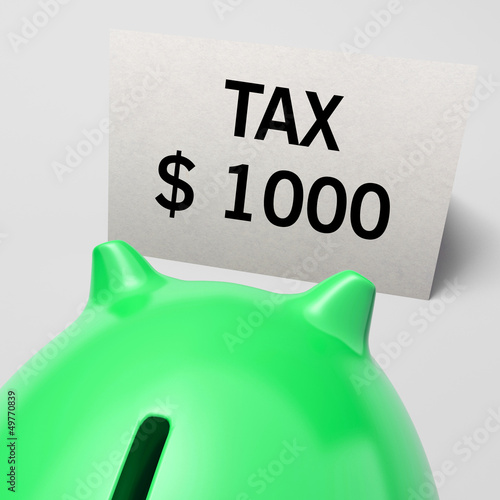 Illustration: One Thousand dollars, usd Tax Showing Expensive Taxes One Thousand dollars, usd Tax Showing Expensive Taxes
