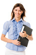 Portrait of young happy smiling businesswoman