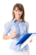 Businesswoman with documents, isolated