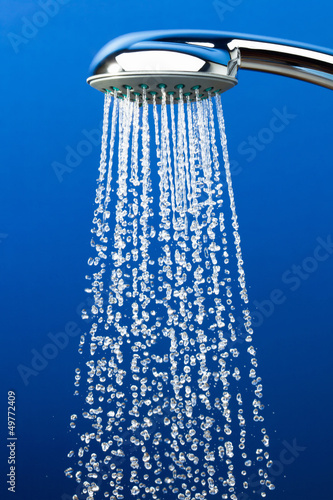 Photo: Shower with water stream. Shower with water stream.