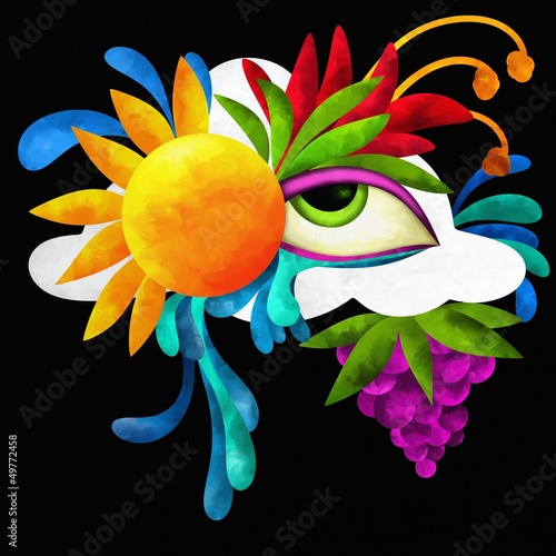 Illustration: astratto con sole e occhio astratto con sole e occhio