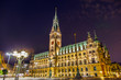 townhall in Hamburg by night