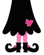 Cute Valentines Witch legs isolated on white