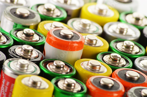 Photo: Composition with alkaline batteries. Chemical waste Composition with alkaline batteries. Chemical waste