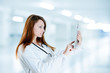 gorgeous nurse Using Digital Tablet