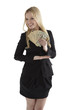 Foto: Confident young businesswoman holding currency notes and smiling Confident young businesswoman holding currency notes and smiling