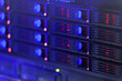 Server rack toned in blue color